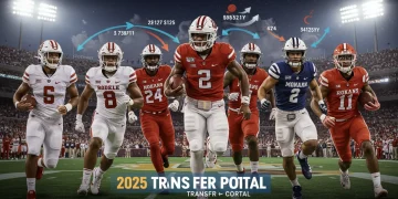 College athletes moving through the 2025 transfer portal, impacting team success