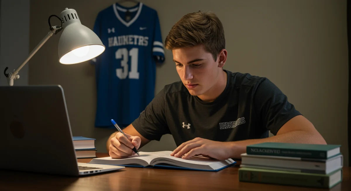 High school student studying for academic requirements