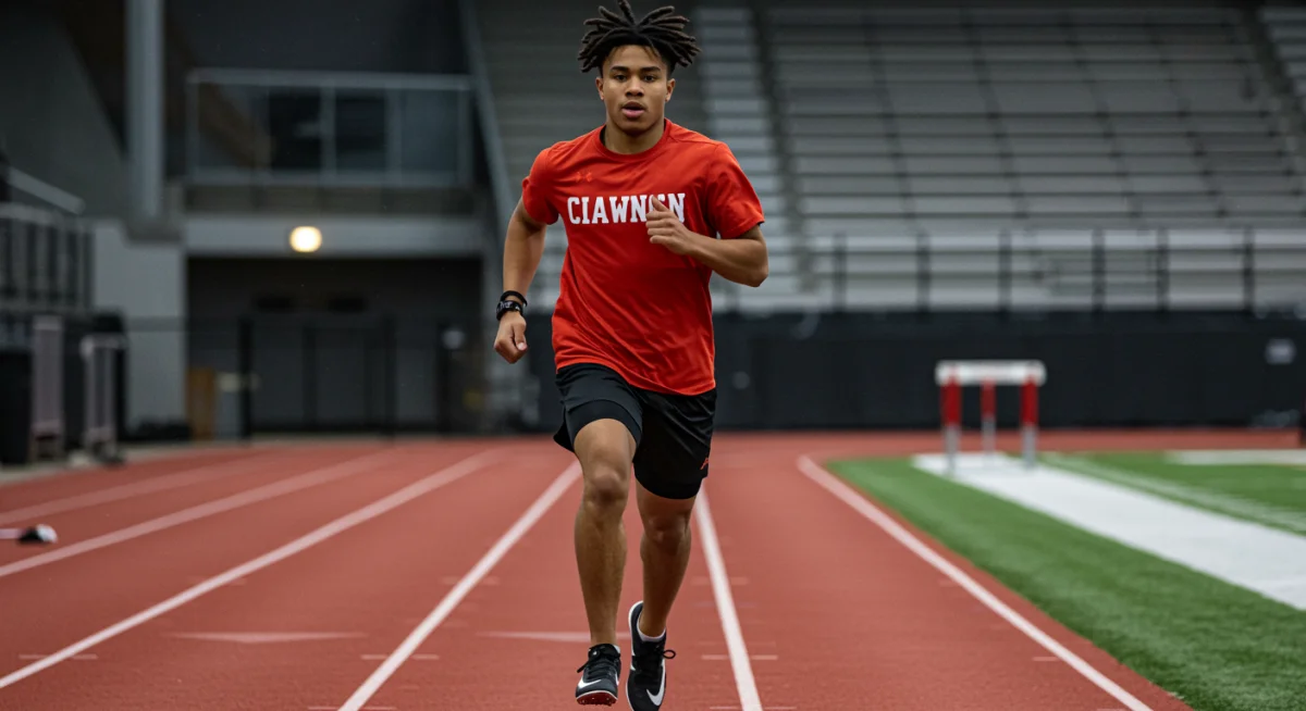 High school athlete training on track for college recruitment