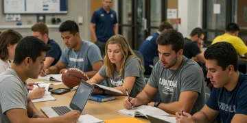 Academic Support: Boosting College Athlete Performance in 2025 College athletes studying in academic support center