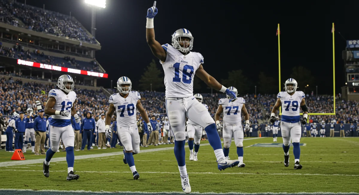 Defensive back celebrates a crucial interception, a key moment in NFL Week 12 highlights.