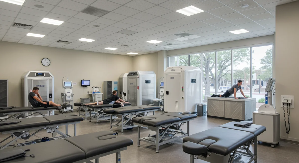 High-tech athletic training and recovery center interior