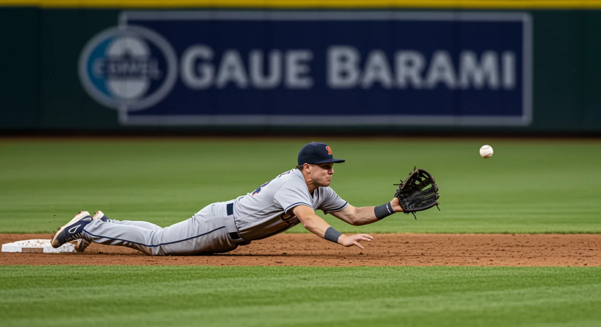 Outfielder making a diving catch to save a game in MLB 2025