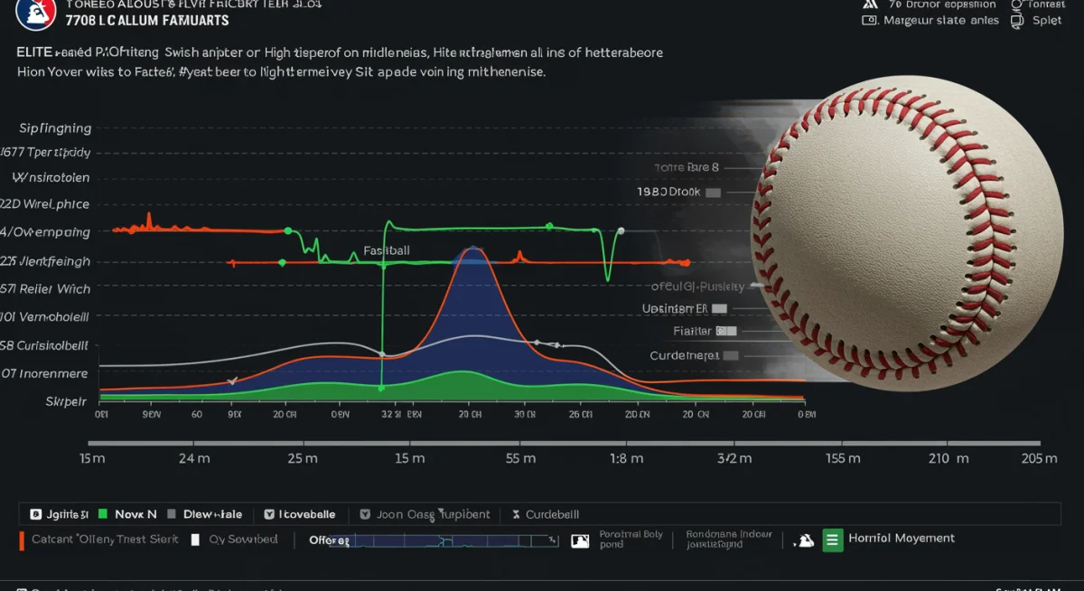 Advanced pitch tracking metrics and data visualization for an elite MLB pitcher's performance.