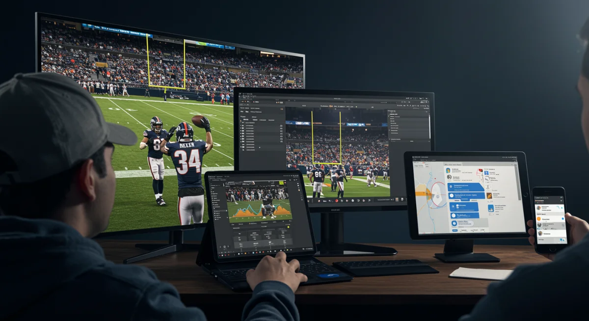 Fan consuming NFL highlights across multiple digital platforms