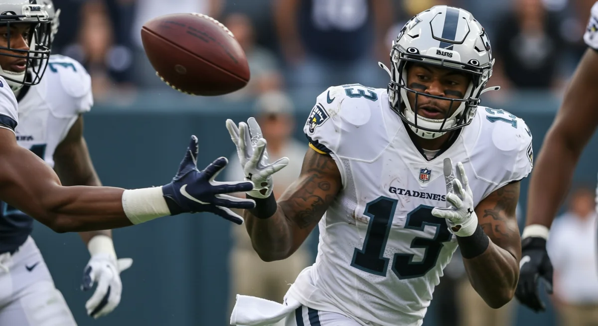 Defensive back making a crucial interception, showcasing individual skill