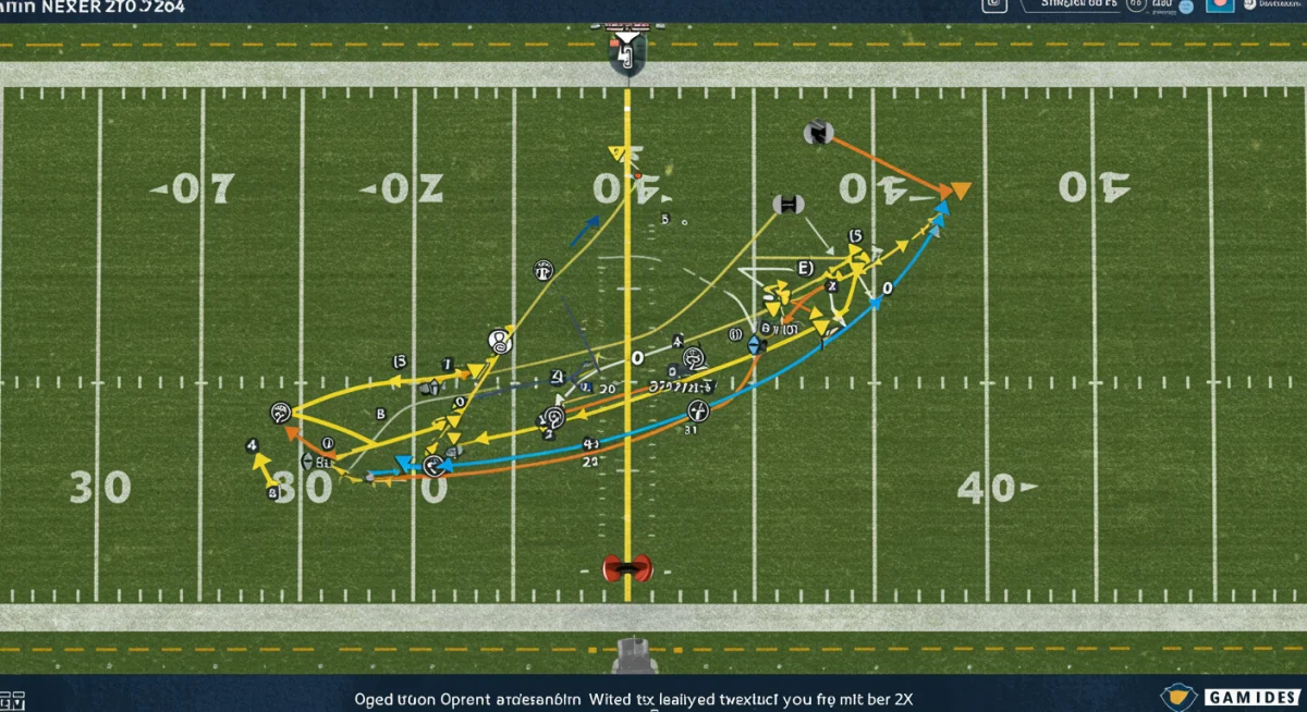 Strategic diagram of an NFL offensive play with player routes and defensive reads.