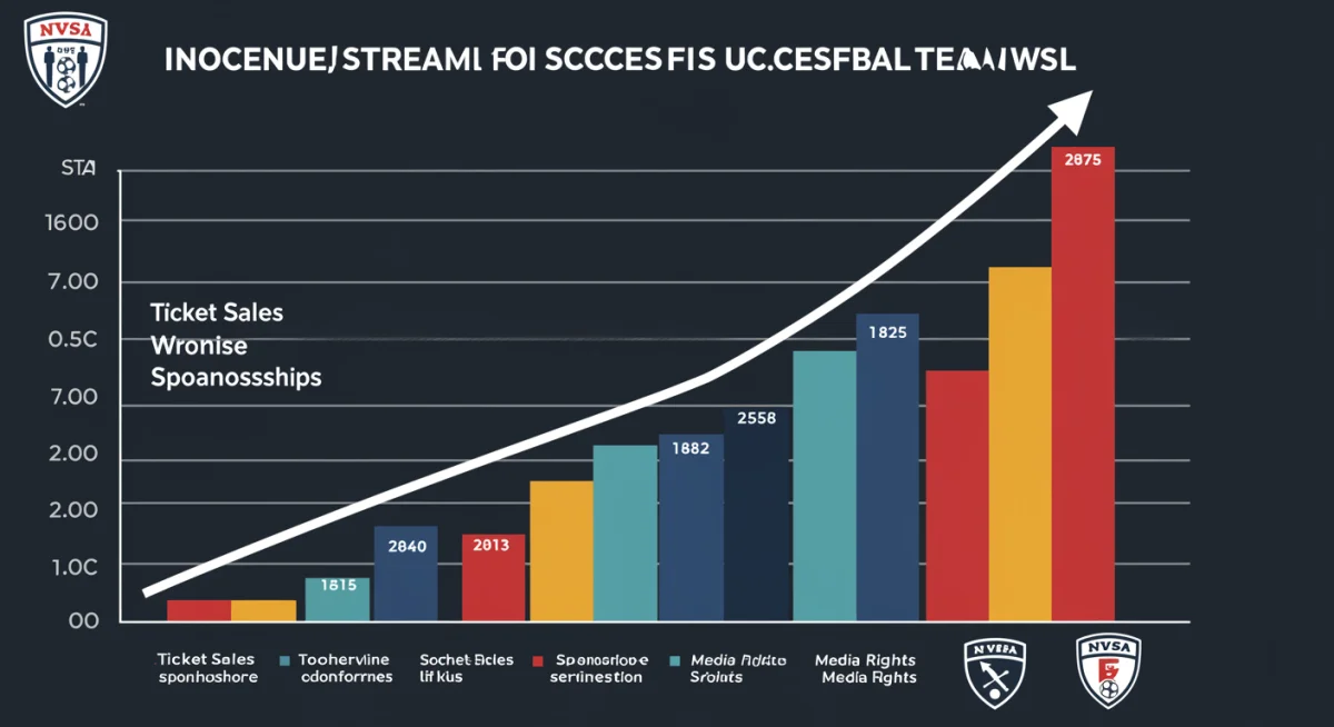 Infographic of NWSL revenue streams, showing growth in ticket sales, sponsorships, and media.