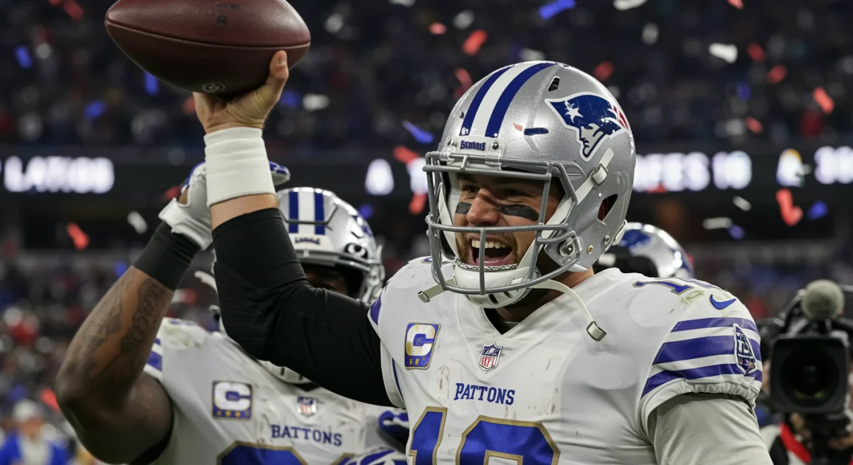 Quarterback celebrating touchdown in NFL playoffs