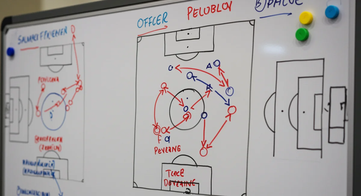 Tactical soccer whiteboard with team strategy