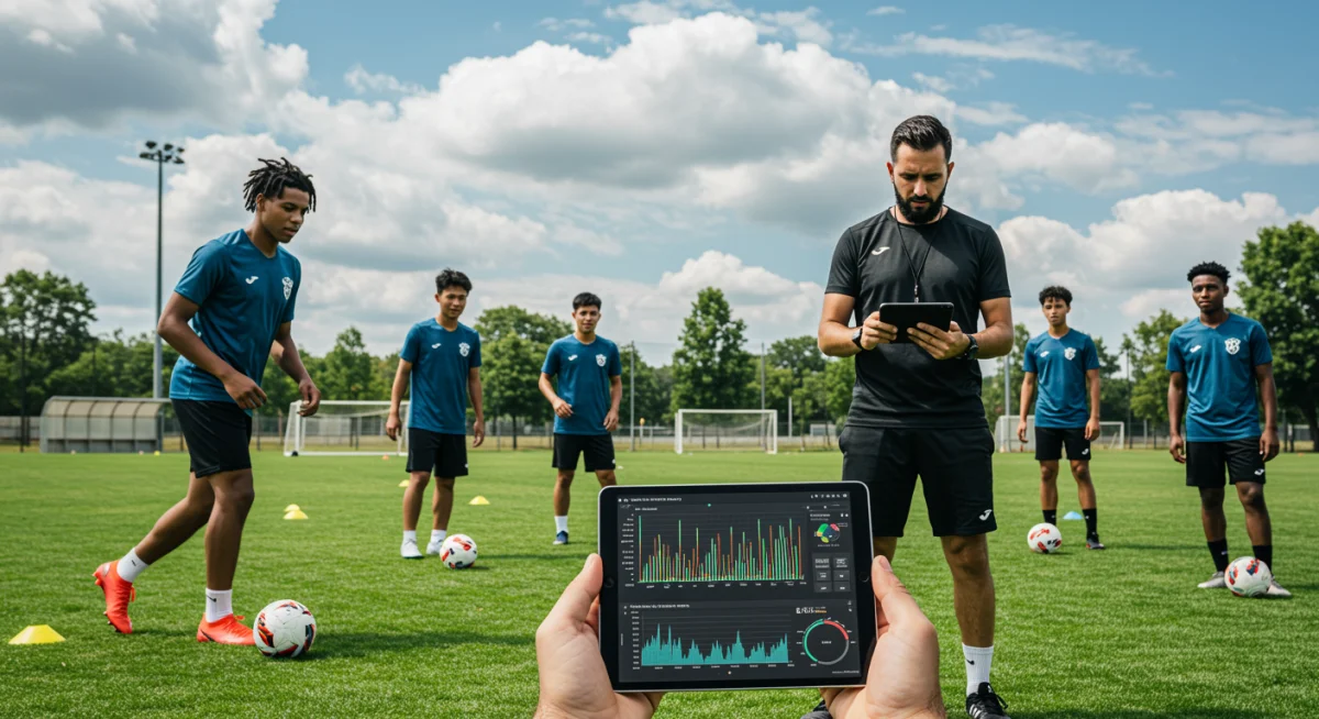 Youth soccer players training with data-driven coaching