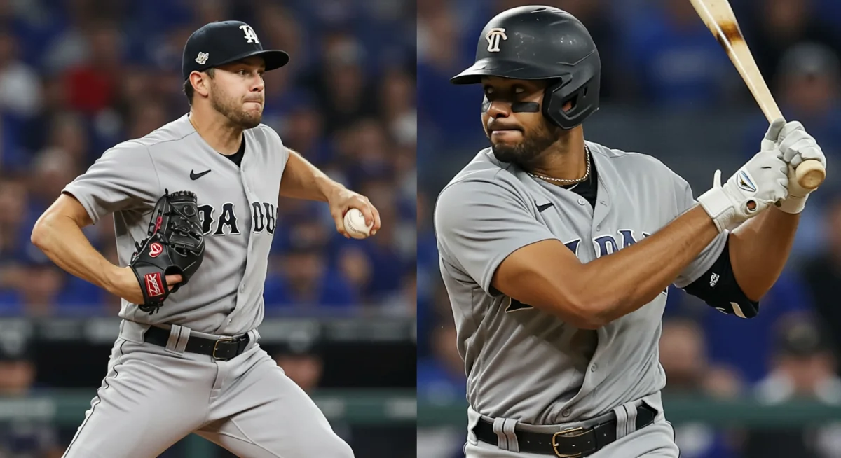 Two MLB stars, a pitcher and a batter, dominating in 2025 playoff games