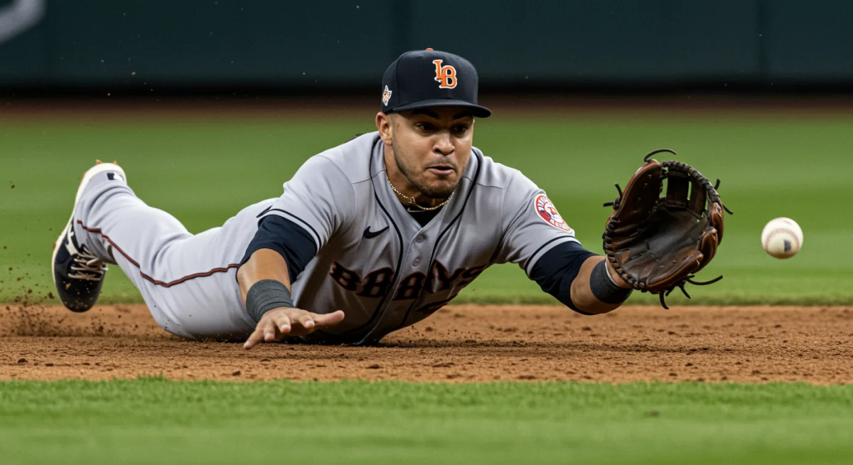 Outfielder making a diving catch during a crucial moment in the 2025 MLB All-Star Game.
