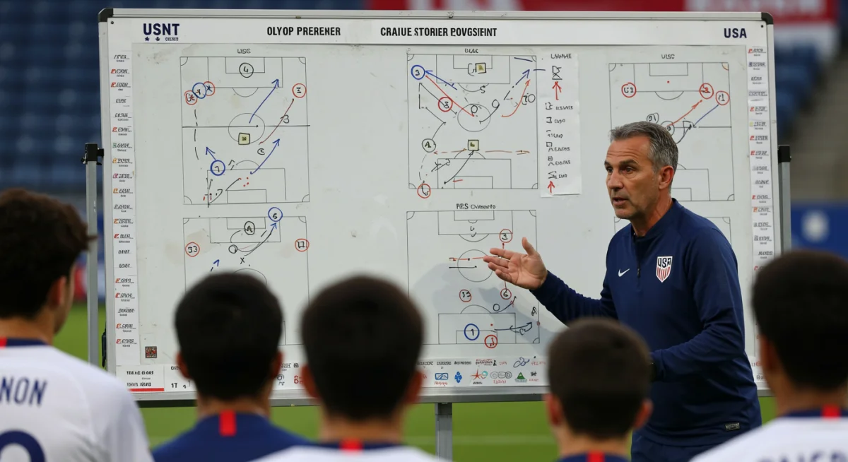 Tactical board illustrating potential USMNT formations and strategies for upcoming matches.